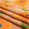 1 Yard Orange Floral Grid Marigold Spritz Stretch Cotton Sateen Fabric